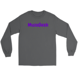 MusoGeek Gildan Long Sleeve Tee Purple Script