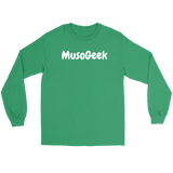 MusoGeek Gildan Long Sleeve Tee White Script