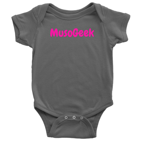 MusoGeek Baby Bodysuit Pink Script