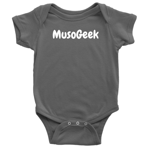 MusoGeek Baby Bodysuit White Script