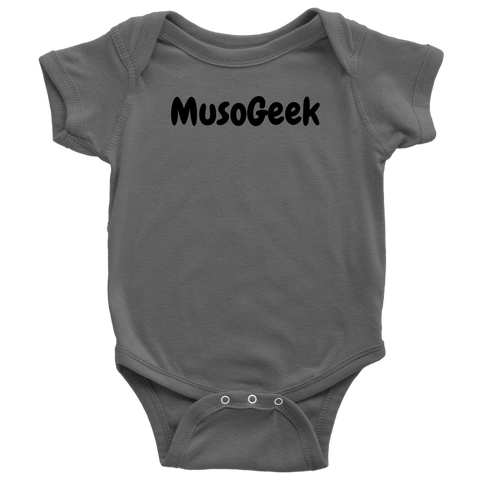 MusoGeek Baby Bodysuit Black Script