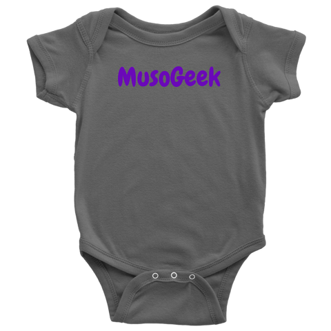 MusoGeek Baby Bodysuit Purple Script