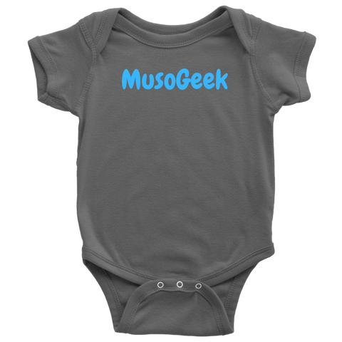 MusoGeek Baby Bodysuit Blue Script