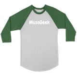 MusoGeek Canvas Unisex 3/4 Raglan White Script