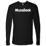 MusoGeek Next Level Men's Long Sleeve White Script