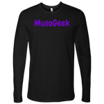 MusoGeek Next Level Men's Long Sleeve Purple Script