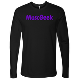 MusoGeek Next Level Men's Long Sleeve Purple Script