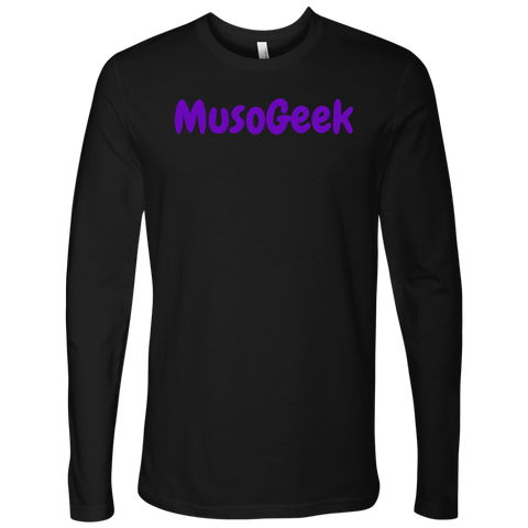 MusoGeek Next Level Men's Long Sleeve Purple Script