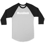 MusoGeek Canvas Unisex 3/4 Raglan White Script