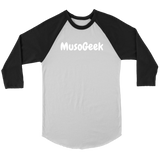 MusoGeek Canvas Unisex 3/4 Raglan White Script