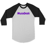 MusoGeek Canvas Unisex 3/4 Raglan Purple Script