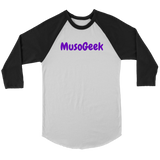 MusoGeek Canvas Unisex 3/4 Raglan Purple Script