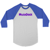 MusoGeek Canvas Unisex 3/4 Raglan Purple Script