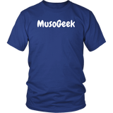 MusoGeek District Unisex Shirt White Script