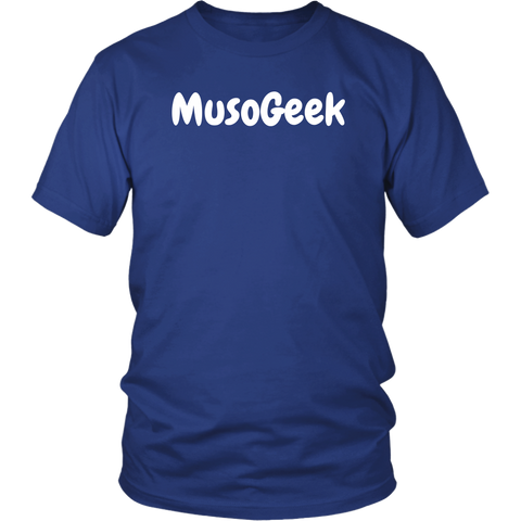 MusoGeek District Unisex Shirt White Script