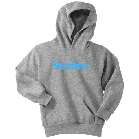 MusoGeek Youth Hoodie Blue Script