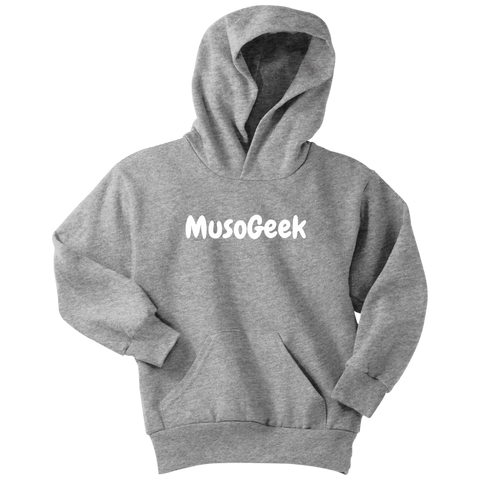 MusoGeek Youth Hoodie White Script