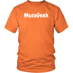 MusoGeek District Unisex Shirt White Script