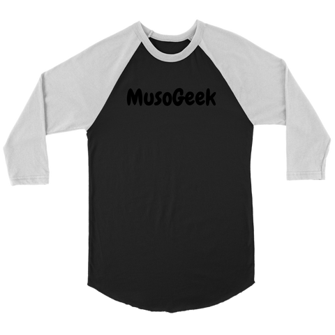 MusoGeek Canvas Unisex 3/4 Raglan Black Script