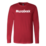 MusoGeek Canvas Long Sleeve Shirt White Script