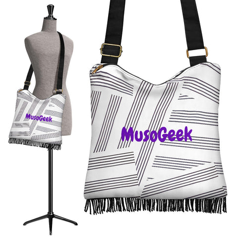 MusoGeek Manuscript Crossbody Boho Handbag Purple Script