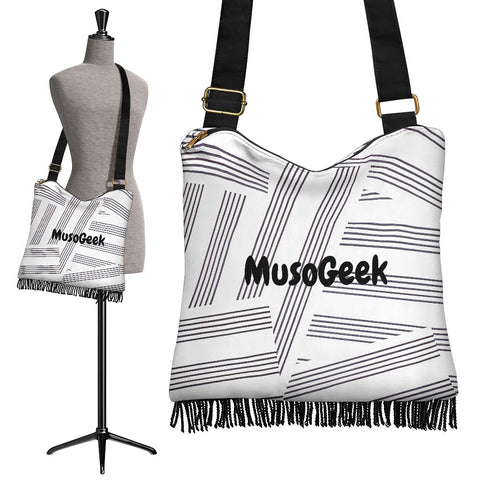 MusoGeek Manuscript Crossbody Boho Handbag Black Script