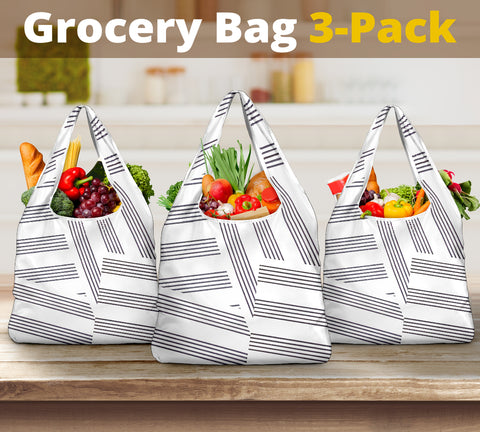 Manuscript White Trim Grocery Bag 3-Pack