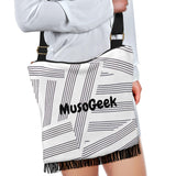 MusoGeek Manuscript Crossbody Boho Handbag Black Script