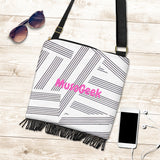 MusoGeek Manuscript Crossbody Boho Handbag Pink Script