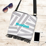 MusoGeek Manuscript Crossbody Boho Handbag Blue Script