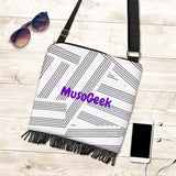 MusoGeek Manuscript Crossbody Boho Handbag Purple Script