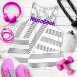 MusoGeek Manuscript Women's Racerback Tank Purple Script