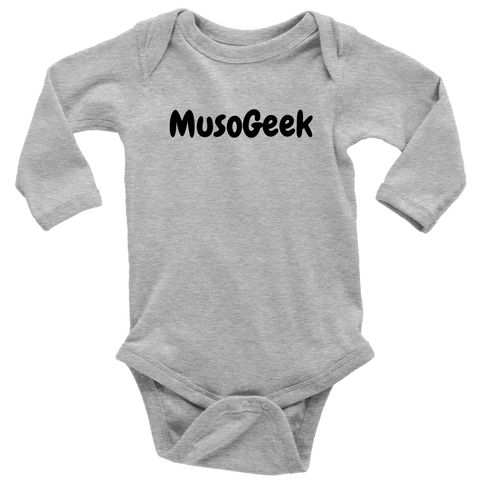 MusoGeek Long Sleeve Baby Bodysuit Black Script