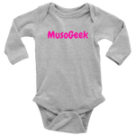 MusoGeek Long Sleeve Baby Bodysuit Pink Script