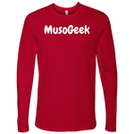 MusoGeek Next Level Men's Long Sleeve White Script