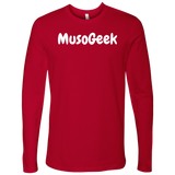 MusoGeek Next Level Men's Long Sleeve White Script