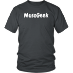 MusoGeek District Unisex Shirt White Script