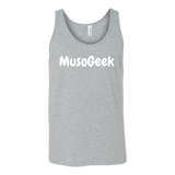 MusoGeek Canvas Unisex Tank White Script