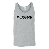 MusoGeek Canvas Unisex Tank Black Script