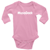 MusoGeek Long Sleeve Baby Bodysuit White Script