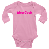 MusoGeek Long Sleeve Baby Bodysuit Pink Script