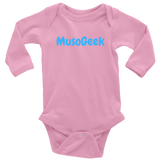 MusoGeek Long Sleeve Baby Bodysuit Blue Script