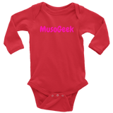 MusoGeek Long Sleeve Baby Bodysuit Pink Script