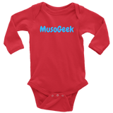 MusoGeek Long Sleeve Baby Bodysuit Blue Script