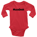 MusoGeek Long Sleeve Baby Bodysuit Black Script