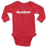 MusoGeek Long Sleeve Baby Bodysuit White Script