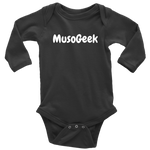 MusoGeek Long Sleeve Baby Bodysuit White Script