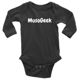 MusoGeek Long Sleeve Baby Bodysuit White Script