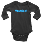 MusoGeek Long Sleeve Baby Bodysuit Blue Script