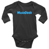 MusoGeek Long Sleeve Baby Bodysuit Blue Script